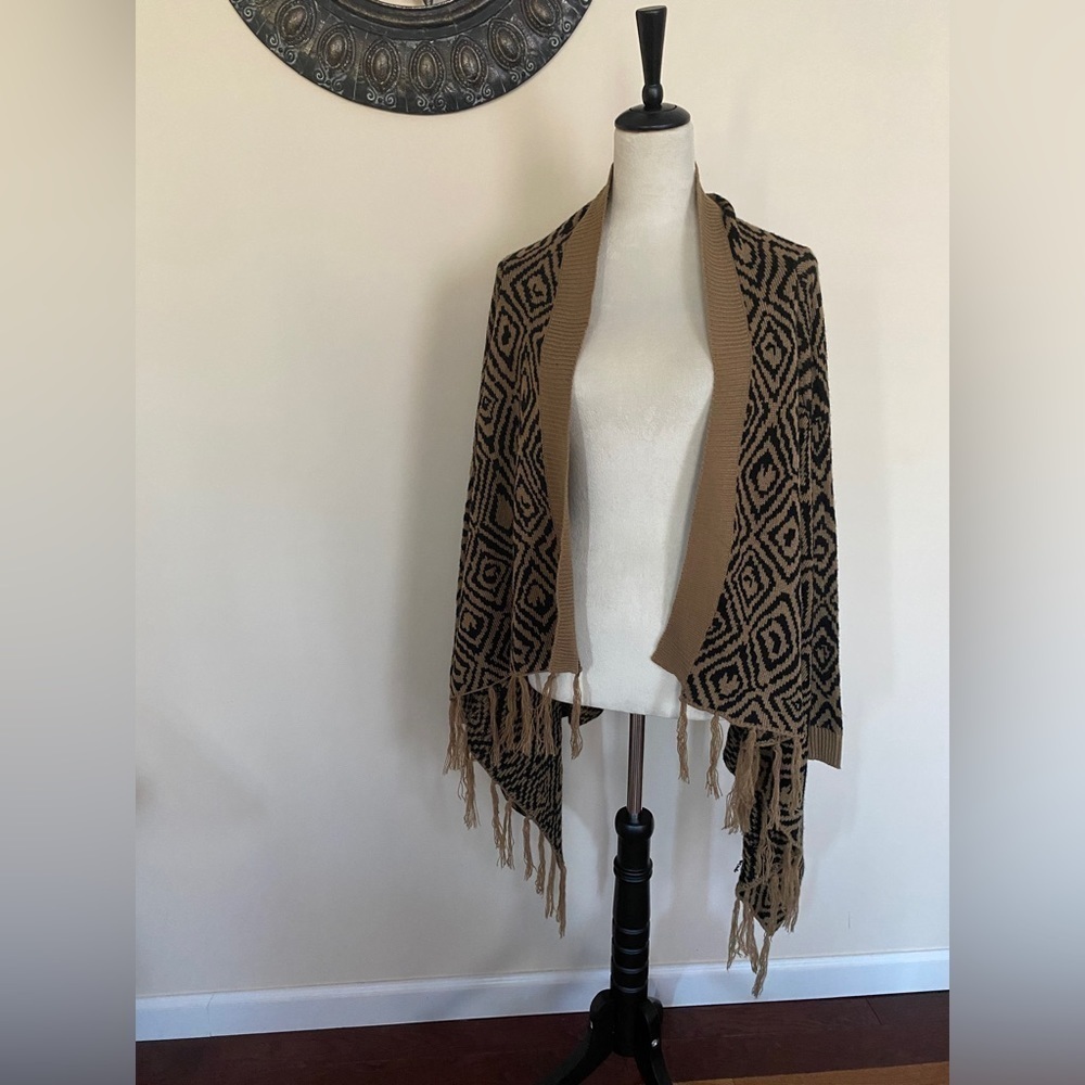 Faded Glory Soft and Stretchy BOHO Cardigan with Tassels / Fringe